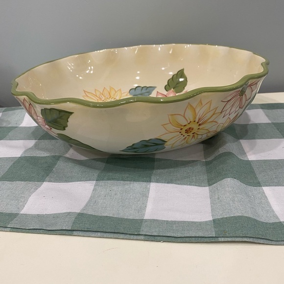 LongabergerRetired Sunflower Yellow Large Ceramic Serving Bowl